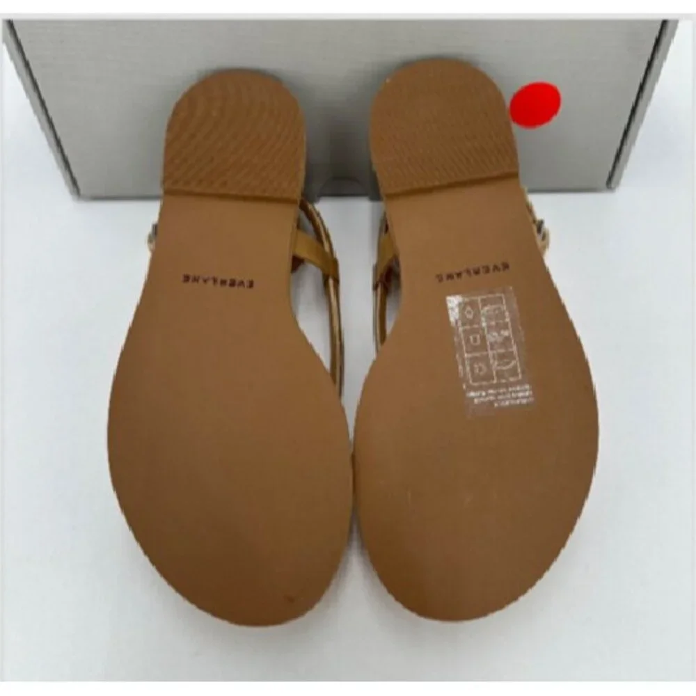 Everlane The Endless Summer Sandal sz 6.5 Light Taupe Leather Thong Ankle Strap - Picture 2 of 3